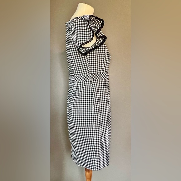 NANETTE LEPORE NWOT Off The Shoulder Black & White Gingham Dress Size 6 - Picture 3 of 9